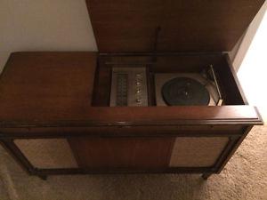 Vintage record player with radio