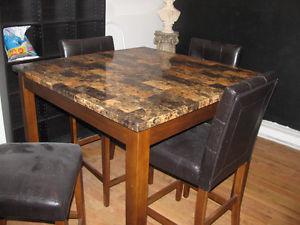 dining table with 4 leather bar type chairs