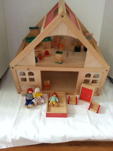plan toys wooden dollhouse & furniture
