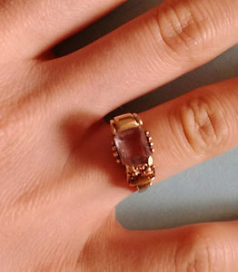  vintage 10K amethyst yellow gold ring size 3.5