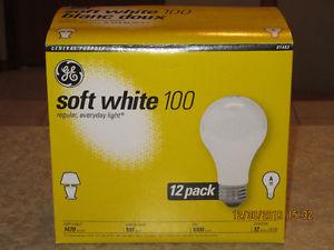 100 watt GE soft white incandescent light bulbs - case 36