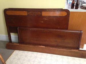 Antique Double Bed, Headboard, Footboard and Rails