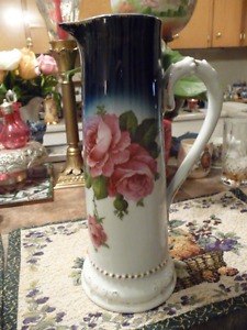 Beautiful Tall Antique German Porcelain Pitcher/Vase