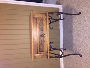 Beautiful solid wood and iron rustic accent table.
