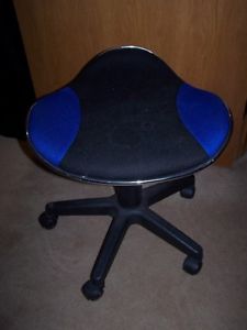 CUTE BLACK AND BLUE STOOL.PRICED TO GO.