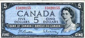  Canadian $5 Bill