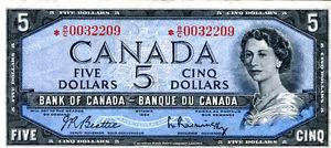  Canadian $5 Replacement Bill