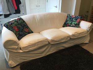 FREE - COMFY Couch/Sofa w/ white slip- DUNBAR