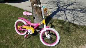 Girls Pink Bike w/ Front Carrier, Bell, 16 Inch Wheels -