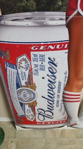 Great Budweiser Camp Girl Beer Collectible Cardboard sign