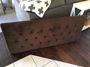 Headboard Queen Bed - Brown Plush Fabric