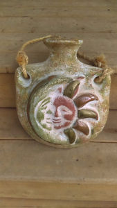 Latin American Hanging Sun and Moon Vase with Metal Accents