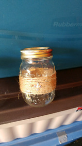Mason jars with burlap