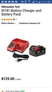 Milwaukee M18 Battery Charger and 3.0Ah Battery