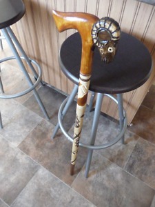 New Carved Wooden Rams Dead Walking Stick