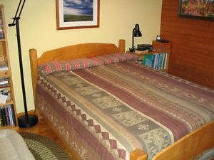 Pine Double bed with mattress and box spring