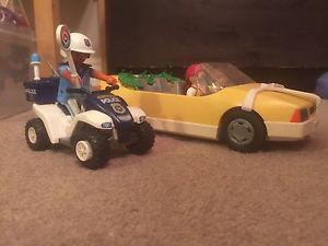 Playmobil police quad and car