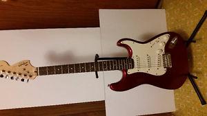 Red Squier strat,