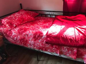 Single Steel bed frame and mattress