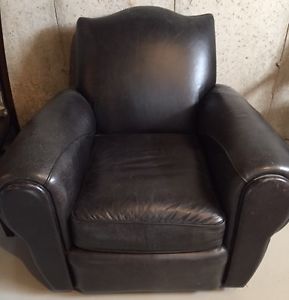 Sklar-Peppler Large Black Leather Club Chairs