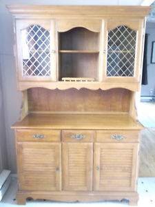 Solid Maple Hutch and China Cabinet 6' high and 4' wide.