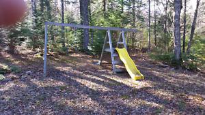 Swing set with slide