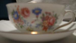 Tea Cups with Flowers and gold trim