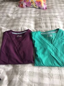 Teal & purple scrub tops