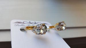 Tear drop earrings, Swarovski crystal and gold
