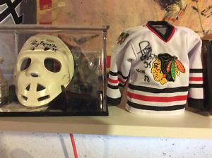 Tony Esposito Chicago Blackhawks Autographed Mask, jersey,
