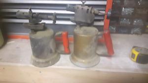 Two gas power antique torches