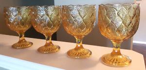 Vintage Amber Goblets - set of 4