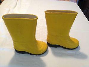 Yellow rubber rain boots