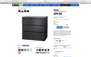 3-drawer MALM IKEA dresser