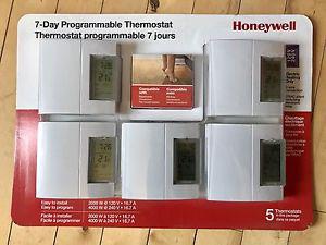 5 pack of Honeywell programmable thermostats