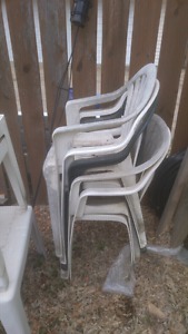 6 patio chairs and 3 side tables