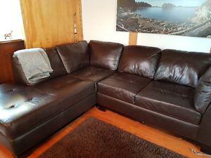 Brown Leather Sectional - Like New