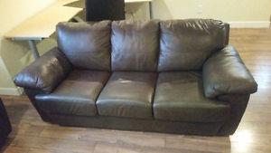 Brown Leather Sofa + Love seat