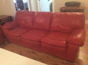 COUCH..RED LEATHER FOR SALE