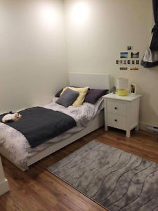 IKEA white and black bed frames