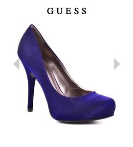 New Guess dark blue/purple satin heels (Sz 6)