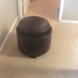 Pair of black leather end tables