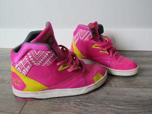 REEBOK- Pink and Yellow high top sneakers