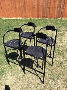 Set of 4 black bar stools - upholstered seats