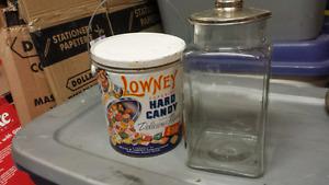 Vintage candy tin & candy jar