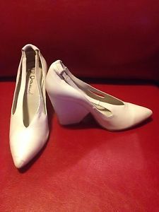 White Jeffrey Campbell unique boutique heels