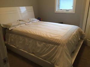 white brand new queen bed