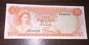  Bahamas $5 Dollar Note