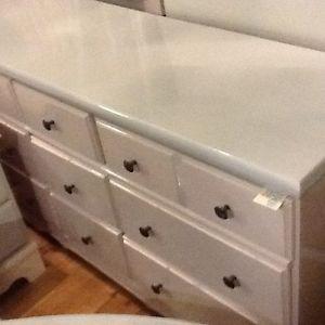 Blush & silver long wood dresser
