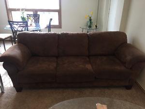 Brown fabric sofa
